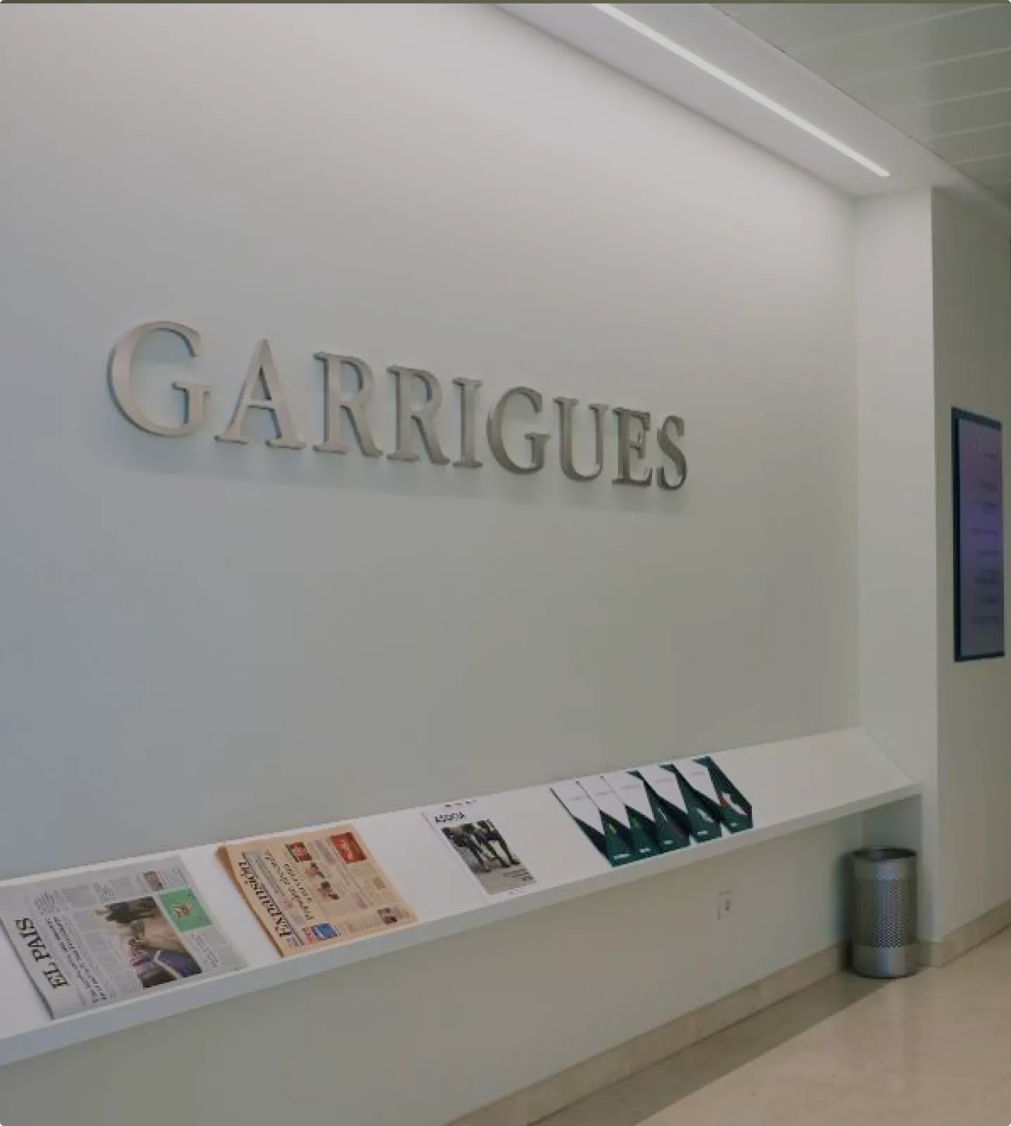 Engraved Garrigues lettering — the law firm behind the VIVLA ownership structure